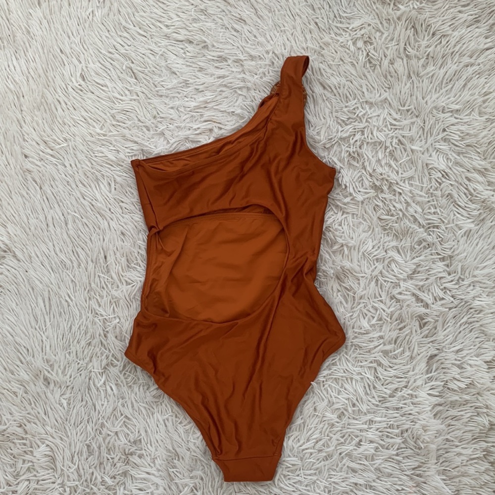 NWT Estelle tie shoulder one piece swimsuit in bronze